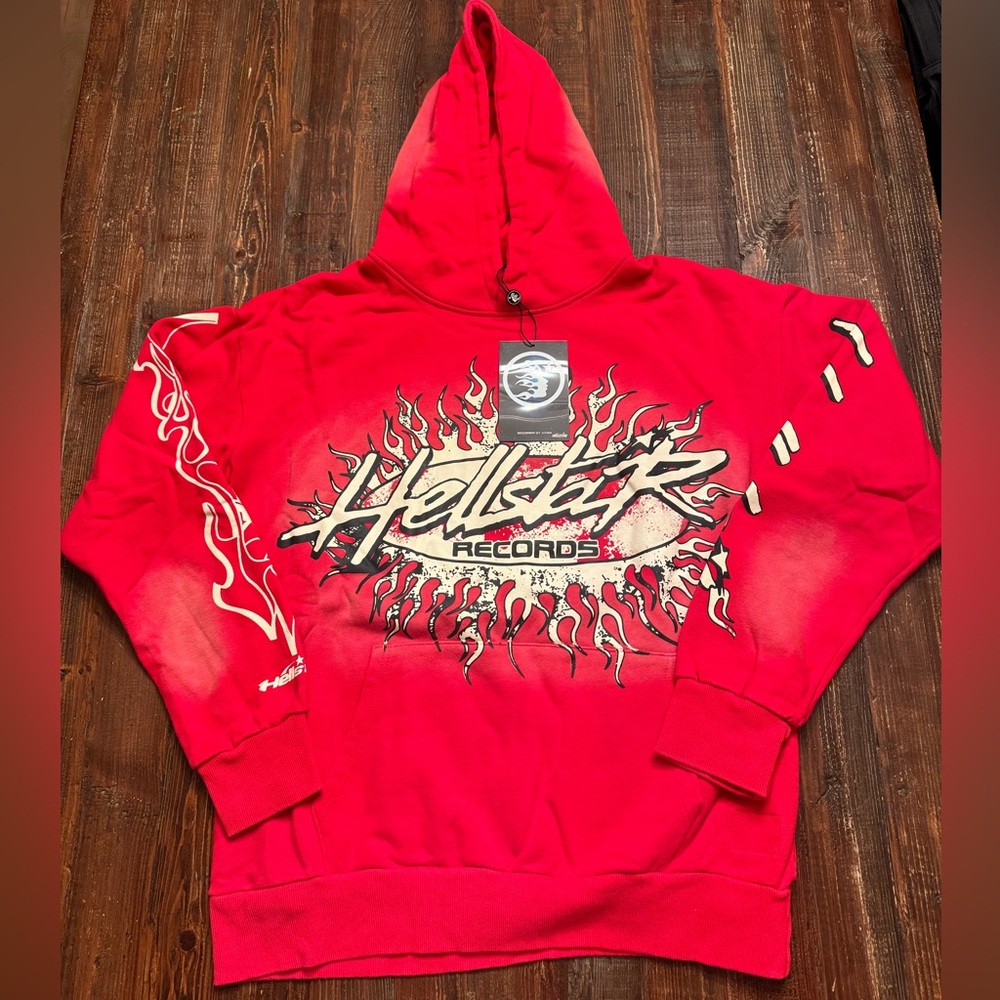 Red Hellstar Records Hoodie Size Large